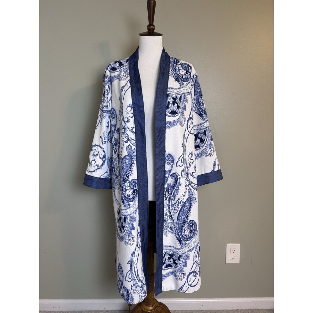 Chico's Sz 2 Large Kimono Jacket Cardigan Womens Boho Chic Coastal Grandma
